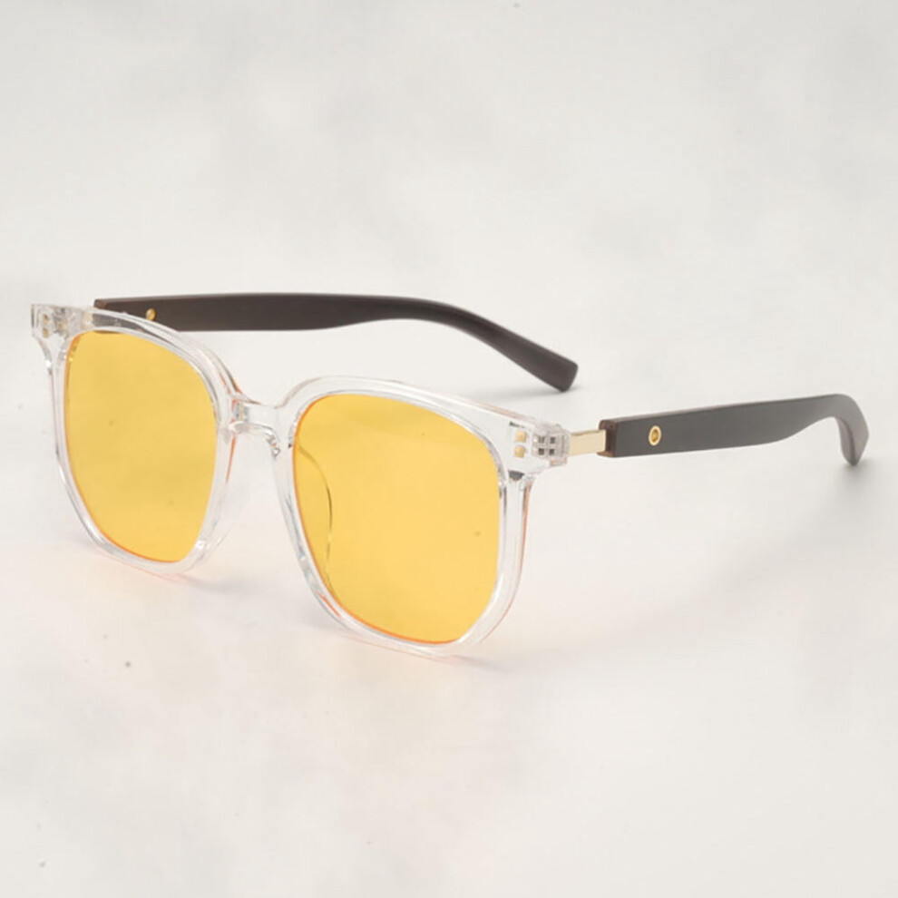 Retro Wood Grain Sunglasses Square Frame UV Protection