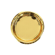 Gold Foil 9In Disposable Paper Plates Pack Of 10 Elegant Metallic Party Dinnerware Cake Dessert Plates for Birthday Wedding Celebration