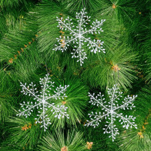 Glitter Snowflake Ornaments Set Silver 3pcs