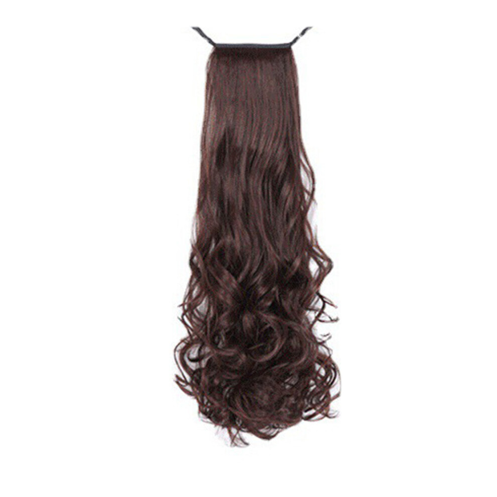 Reach-Tools (Dark Brown, Strap Style 45Cm) Long Curly Ponytail Extension For Party & Wedding