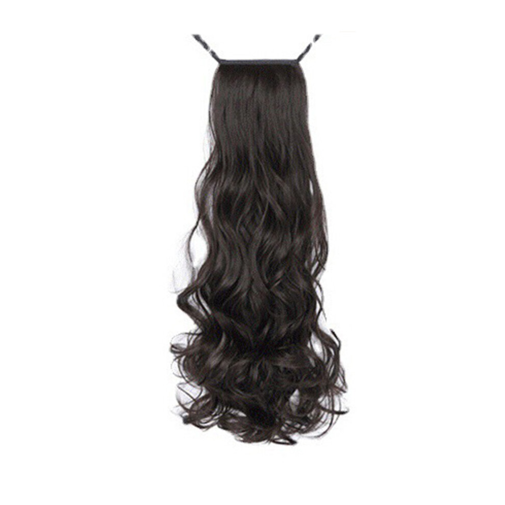 Dachuang Beauty (Brownish Black, Grip Style 45Cm) Long Curly Ponytail Extension For Party & Wedding