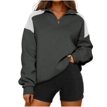 Women's Oversized Quarter-Zip Sweatshirt Color Block