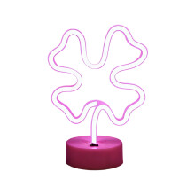 Neon Lamp, Four-Leaf Clovers Shaped Night Light, USB & Battery Powered, for St. Patrick's Day Wedding Birthday Party Camping Bedroom Bar (Pink)