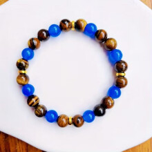Tigers Eye Stone Bracelet, Natural Beaded Bracelet Jewelry Gift for Casual Attire & Special Occasions Vintage Style Beaded Wrist Accessory