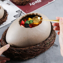 Creatives Bird'S Nests Nests Decorations Dessert Bowls Eggshells Ostrichs Eggs Shape Ceramic Bowls Cold Drinks Barbecue Restaurant Tableware