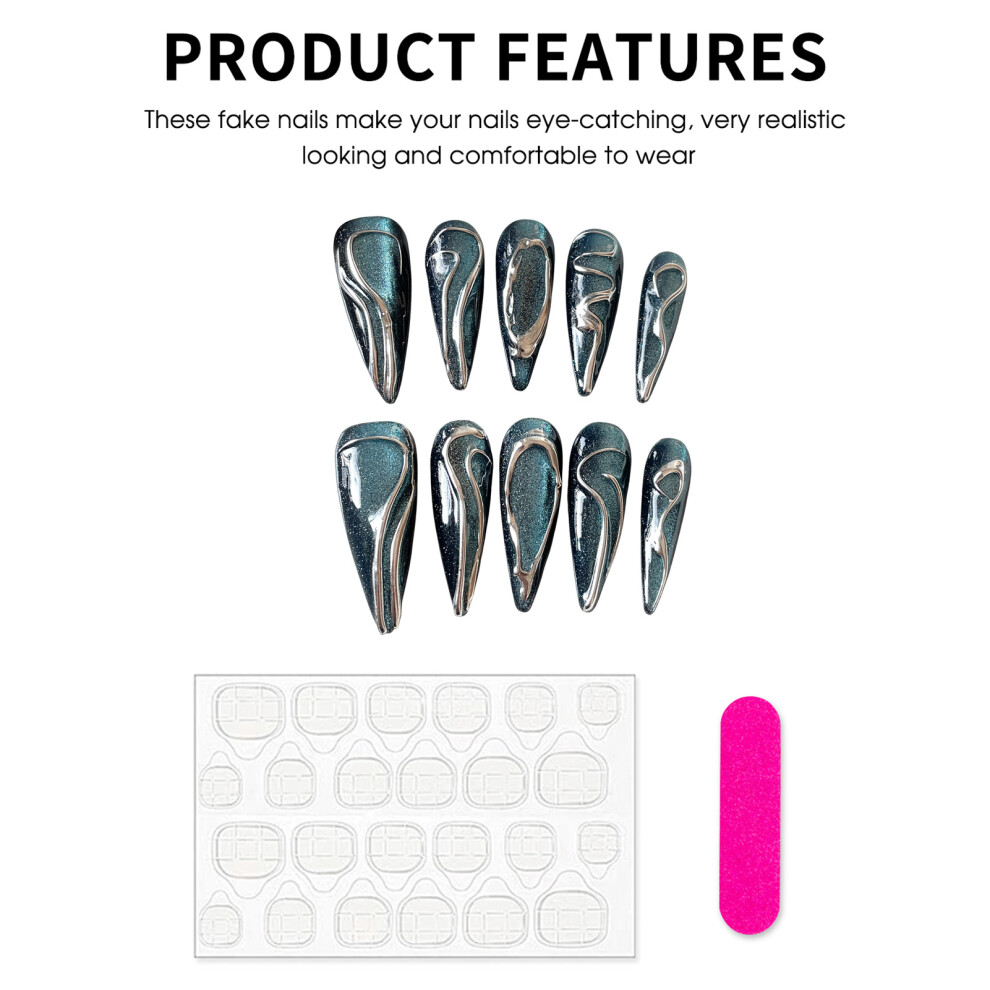 Dachuang Beauty (S) Flash Cat Eyes Long Artificial Nails, Salon Supply