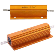 2Pcs Gold Aluminum Clad Power Resistor Resistance 100W - 1 Ohm 1R & 10 Ohm 10R