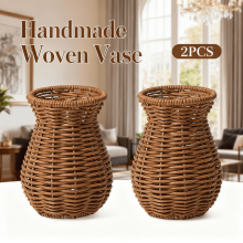 Vase en rotin tressé à la main (2 pièces)