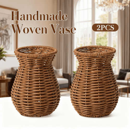 Vase en rotin tressé à la main (2 pièces)