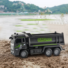 1:32 Scale RC Construction Truck - 4-Way Flashing Lights, Realistic Detail - Engineering Vehicle for Ages 3+ (Batteries Not Included) Black