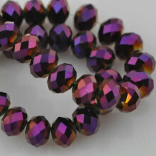 3 mm 4 mm 6 mm 8 mm 10 mm 12 mm Rondelle Facettierte Kristallglas Lose Abstandshalterperlen Los-114) Metall Lila-6 x 4 mm (50 Stück)
