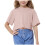 Top corti estivi da ragazza, magliette oversize a girocollo, a maniche corte, basic. 1