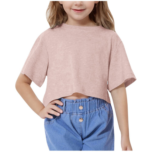 Top corti estivi da ragazza, magliette oversize a girocollo, a maniche corte, basic.