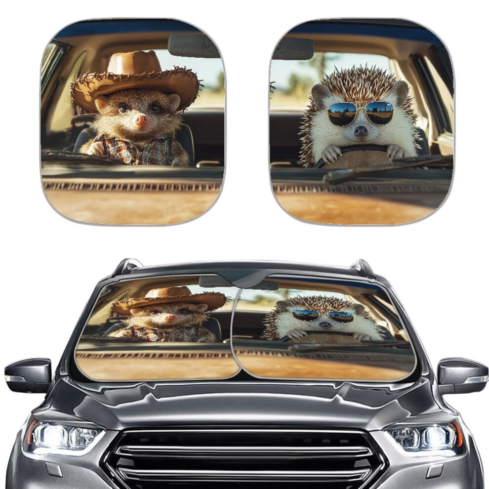 Funny Animal Car Sunshade (2Pcs), Easy Install, Uv Blocking Windshield Shade, Compatible With Most Cars 9493189675014