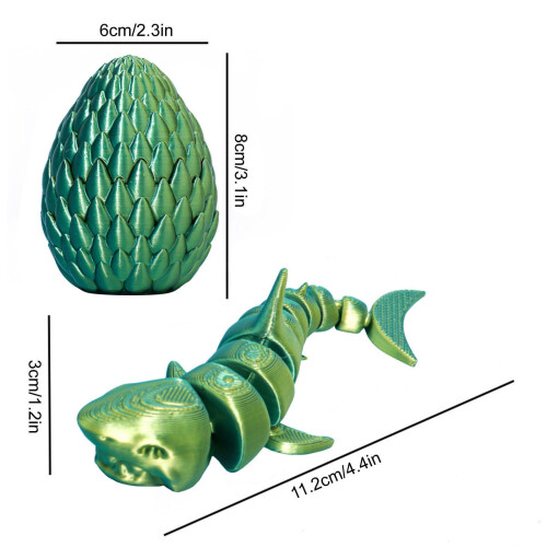 Poseable Shark Ornament with Egg – Realistic Jointed 2