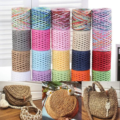 200m/ρολό φυσικό νήμα από ψάθα raffia για πλέξιμο, πλέξη, χάρτινες κλωστές, χειροποίητη 1