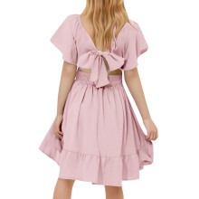 Sommerkleid für Mädchen mit Schleife am Rücken, Rüschenärmeln und schwingendem Saum – ein perfektes Partykleid im Prinzessinnen-Stil