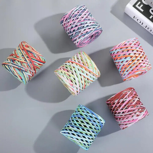 200m/ρολό φυσικό νήμα από ψάθα raffia για πλέξιμο, πλέξη, χάρτινες κλωστές, χειροποίητη 2