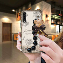 LG Velvet 4G/5G Handyhülle – Stoßfest, hautfreundlich, schmutzabweisend, Bärenmotiv, Anhänger mit schwarzer Perle, weich und wasserdicht