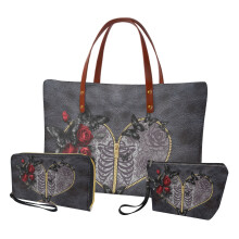 Σετ τσαντών Tote Skull Rose Butterfly PU Leather 4 τεμάχια
