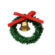 Couronne de Noël miniature avec clochettes et nœud rouge (1 pièce)