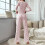 Damen-Pyjama-Set mit Blumenmuster, langärmelig, Rosa, Größe L 5