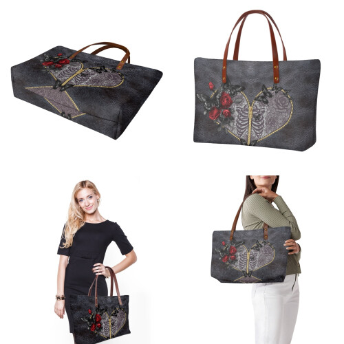 Σετ τσαντών Tote Skull Rose Butterfly PU Leather 4 τεμάχια 1