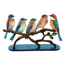Figurines d'oiseaux en acrylique, sculpture, décoration de branches en 5 pièces