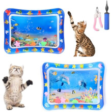 Ocean Breeze Splashland vattenmatta för katter (67 x 51 cm), mjuk PVC-lekmatta med sensorisk design och fiskmotiv – kompatibel med katter