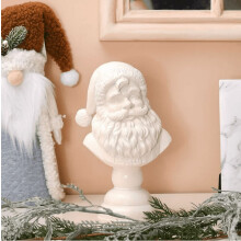 Buste de Père Noël en résine blanche 15 cm