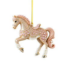Rosa Pferde-Weihnachtsbaumschmuck – „Trail of Painted Ponys“, Kristall-Finish, kompatibel mit Weihnachtsbaum und Rückfahrkamera