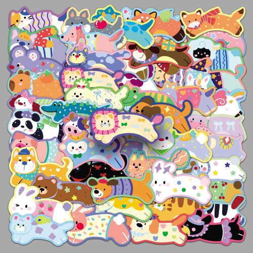 Running Animals Stickers Waterproof Vinyl 100-Pack 1