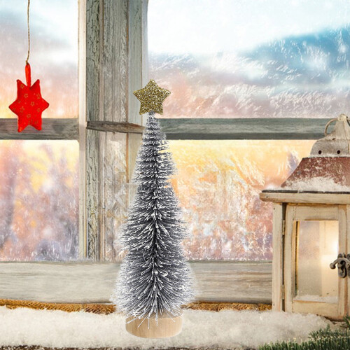 Mini décorations de sapin de Noël à pointe blanche (12 pièces)