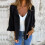 Giacca casual da donna elasticizzata con scollo quadrato e maniche a 3/4 1