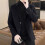 Men's Polyester Overcoat Solid Color Relaxed Fit Winter 4