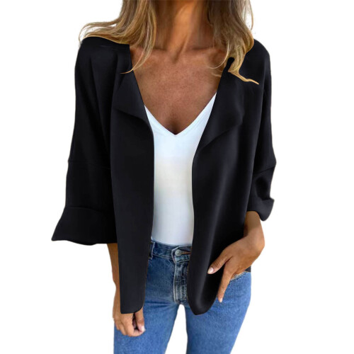 Giacca casual da donna elasticizzata con scollo quadrato e maniche a 3/4 1