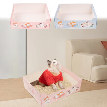 Einweg-Katzentoilette, tragbare, faltbare Reiseschale für Katzen, blau/rosa, 39 x 29 x 12 cm, leicht und hygienisch – für alle Katzen geeignet
