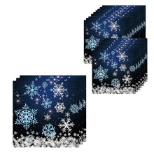 Blaue Schneeflocken-Servietten mit Winter-Schneeblumen-Design, 20er-Packung