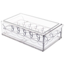 Egg Organizer Tray with Lid for Refrigerator – Compatible with Standard Fridge Shelves