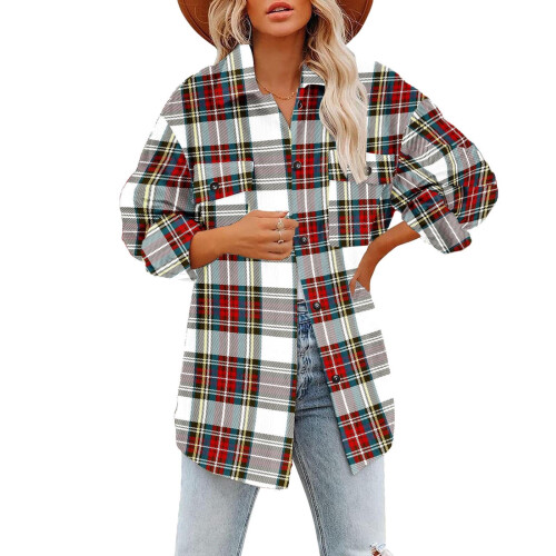 Dame Oversized Ternet Flannel Jakke Rød XXL 2