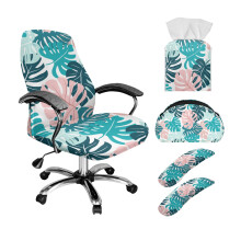 Bürostuhlbezug-Set Monstera-Print, 5-teilig