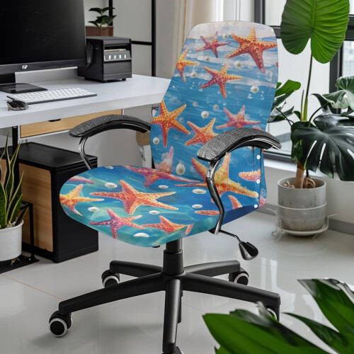 Housse de chaise de bureau extensible Starfish Pearl, taille universelle 1