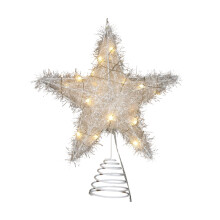 Christmas Tree Topper Lighted Star with Lights, 9.8” Clear Five-Pointed Star Tree Topper for Indoor Office Xmas Tree Decorations,Warm White(A)