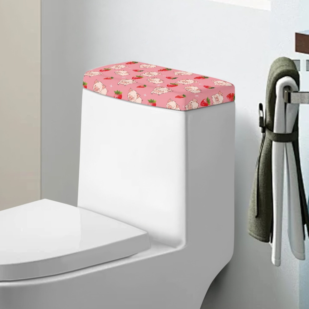 Cute Pig & Strawberry Toilet Tank Cover Â Easy-Clean, Protective Lid Compatible With Standard Toilets 9482726326496