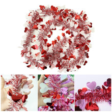 Valentine's Day Garland Shiny Heart Tinsel Garland Romantic Hanging Pull Strips for Home Parties Decoration,Red & White