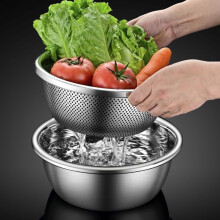 Multi-Purpose Kitchen Basin – 201 Stainless Steel, for Veg Washing, Rice Draining & Fruit Basket, with Sieve Function
