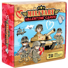 Military Valentine's Day Cards for Kids 28-Pack with