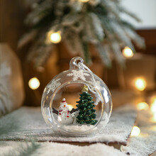 Glass Ball Christmas Ornament Snow Globe 3.5 x 4.1 in
