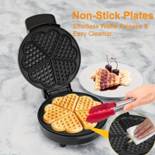 1 Unit of Heart Waffle Maker - Produces 5 Heart-Shaped Waffles, 750W Nonstick Double-Sided Heating Waffle Maker, Easy to Clean, Home Baking Appliance
