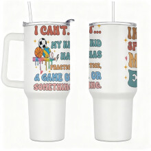 Stainless Steel Insulated Tumbler with Handle, Lid and Straw, Funny Sports Mom Travel Cup